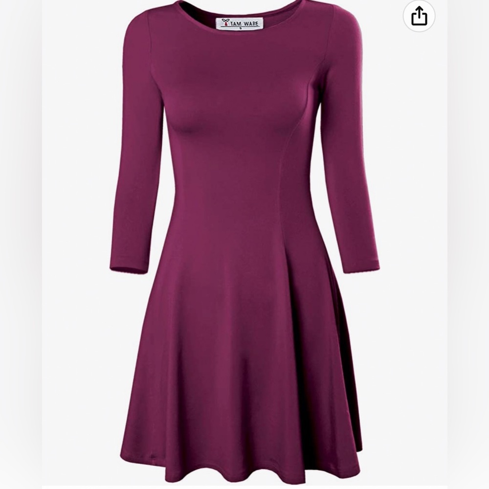 TOMSWARE Dress Womens S Maroon Slimfit Flare Bottom